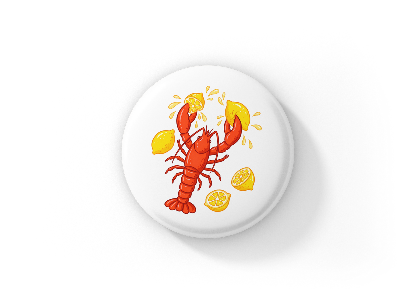 Lobster Lemons Pin Back Button, Magnet