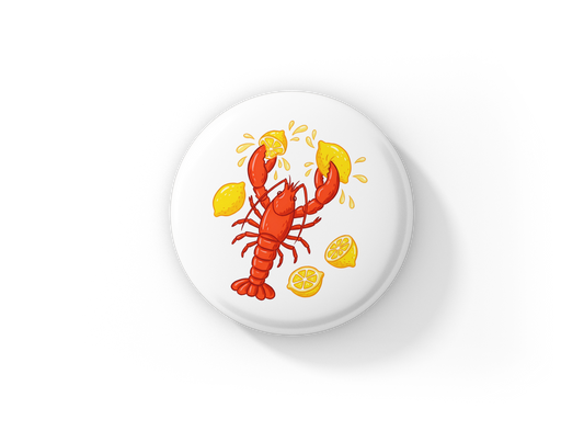 Lobster Lemons Pin Back Button, Magnet