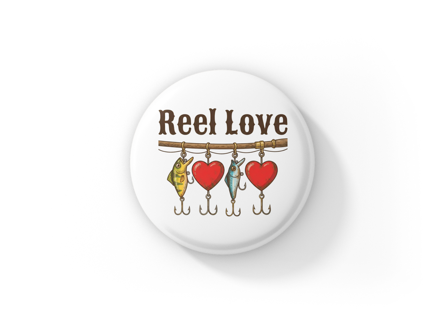 Reel Love Pin Back Button, Magnet