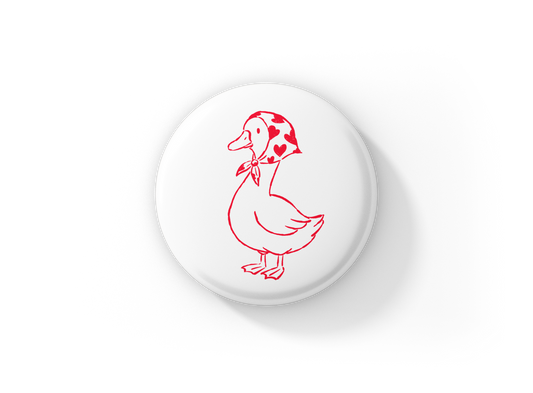 Valentine Goose Pin Back Button, Magnet