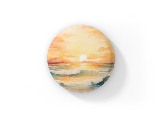 Beach Landscape 6 Pin Back Button, Magnet, Keychain