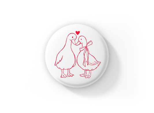 Valentine Goose Pin Back Button, Magnet