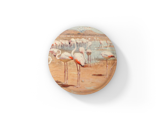 Pink Flamingo Pin Back Button, Magnet, Keychain