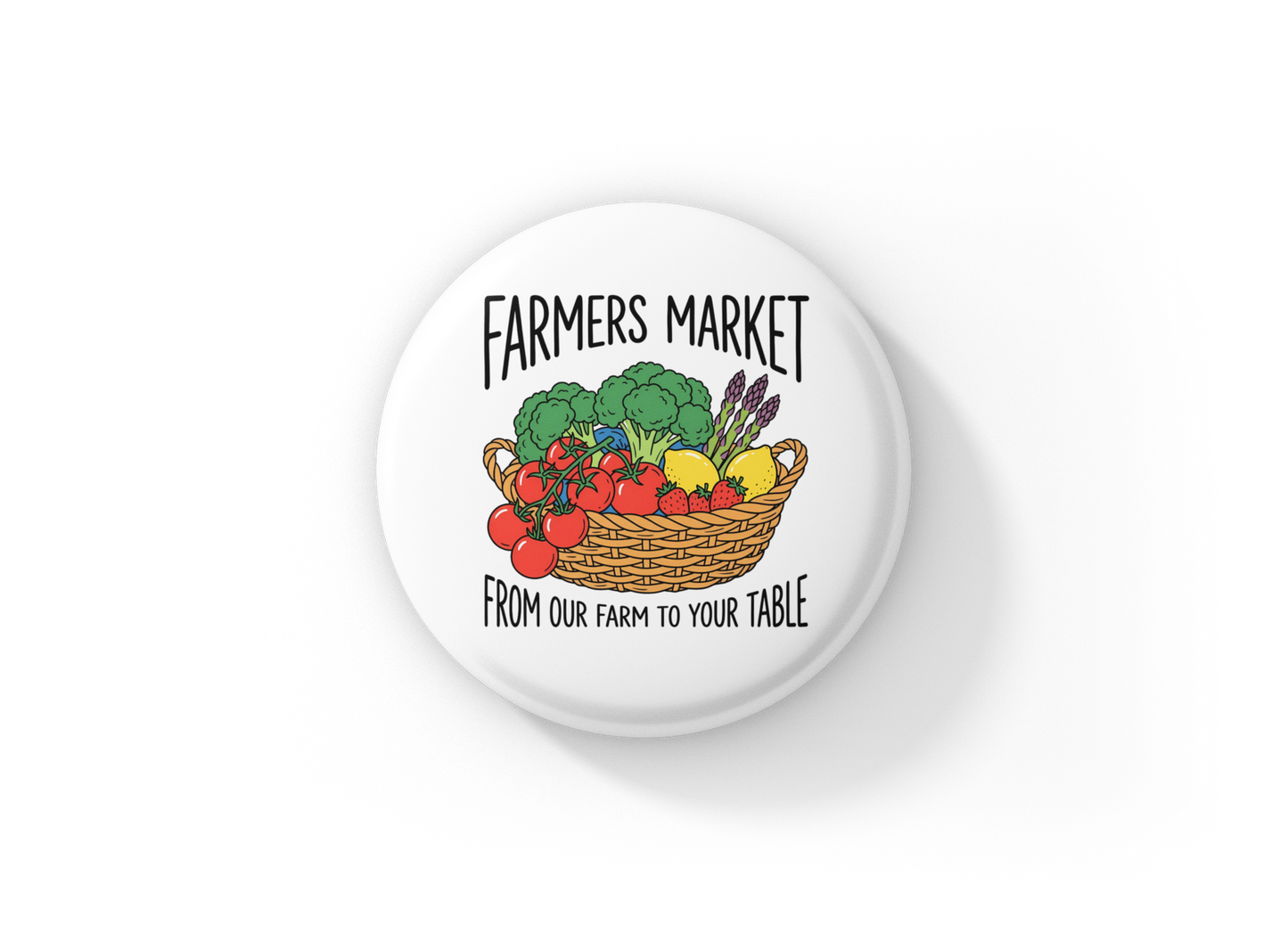 Farmers Market Pin Back Button, Magnet