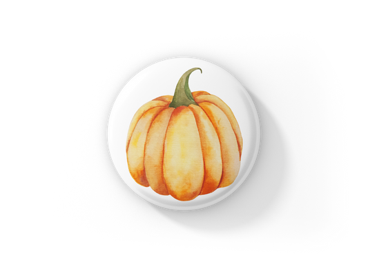 Pumpkin Pin Back Button, Magnet