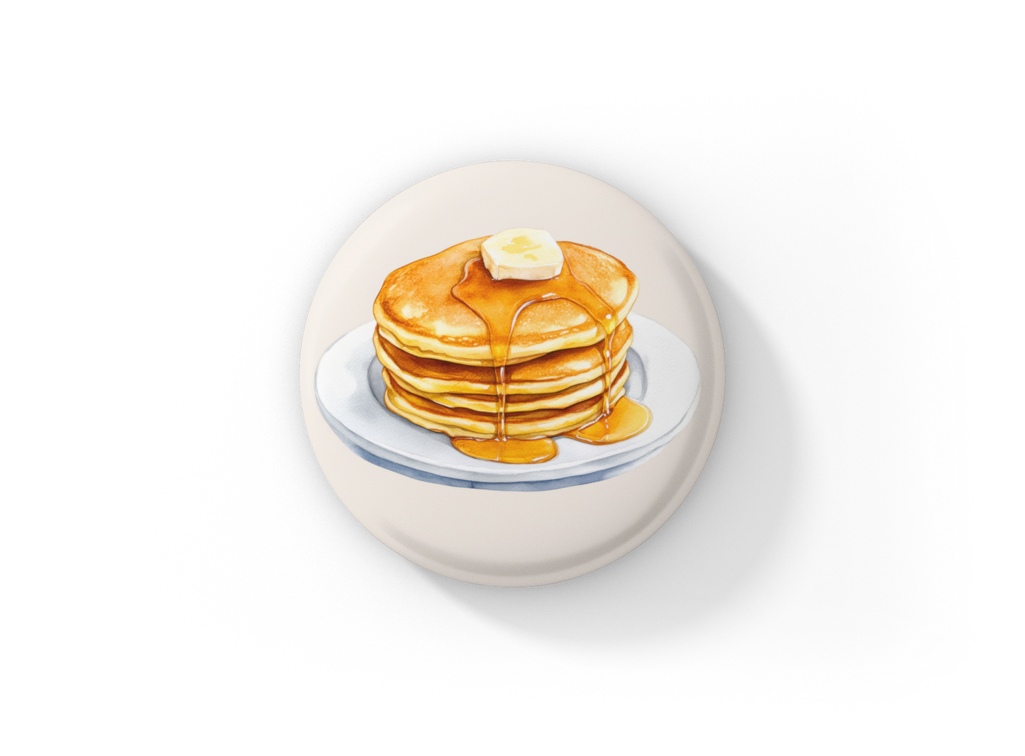 Pancakes With Butter Pin Back Button, Magnet