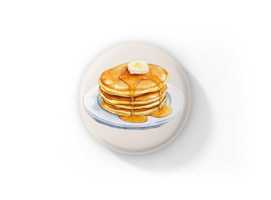 Pancakes With Butter Pin Back Button, Magnet