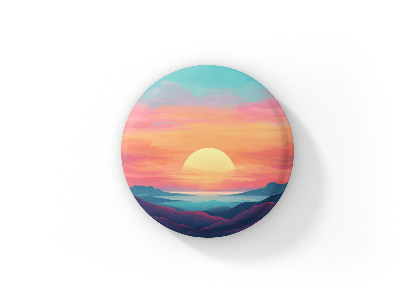 Sunset Pin Back Button, Magnet