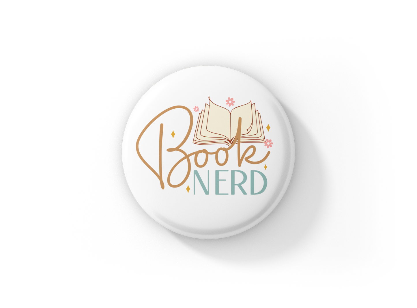Book Nerd Pin Back Button, Magnet