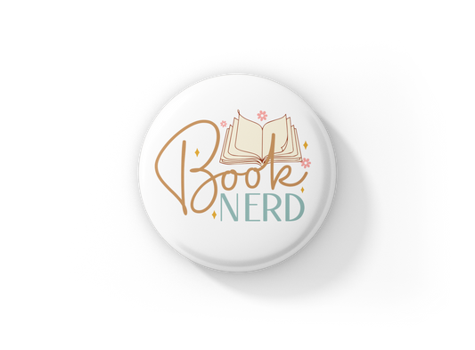 Book Nerd Pin Back Button, Magnet