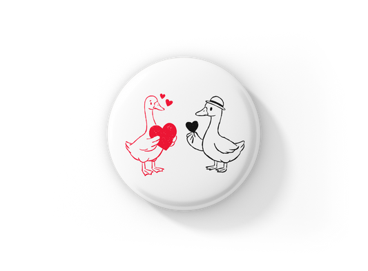 Valentine Goose Pin Back Button, Magnet