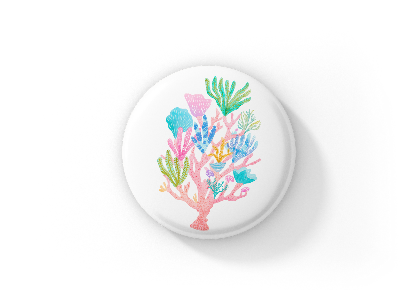 Coral Pin Back Button, Magnet