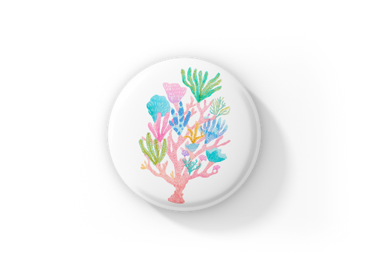 Coral Pin Back Button, Magnet