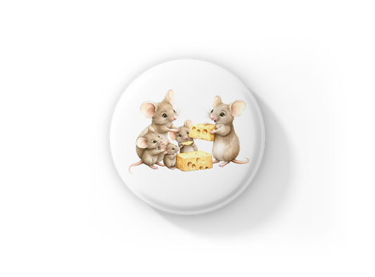 Mice and Cheese Pin Back Button, Magnet