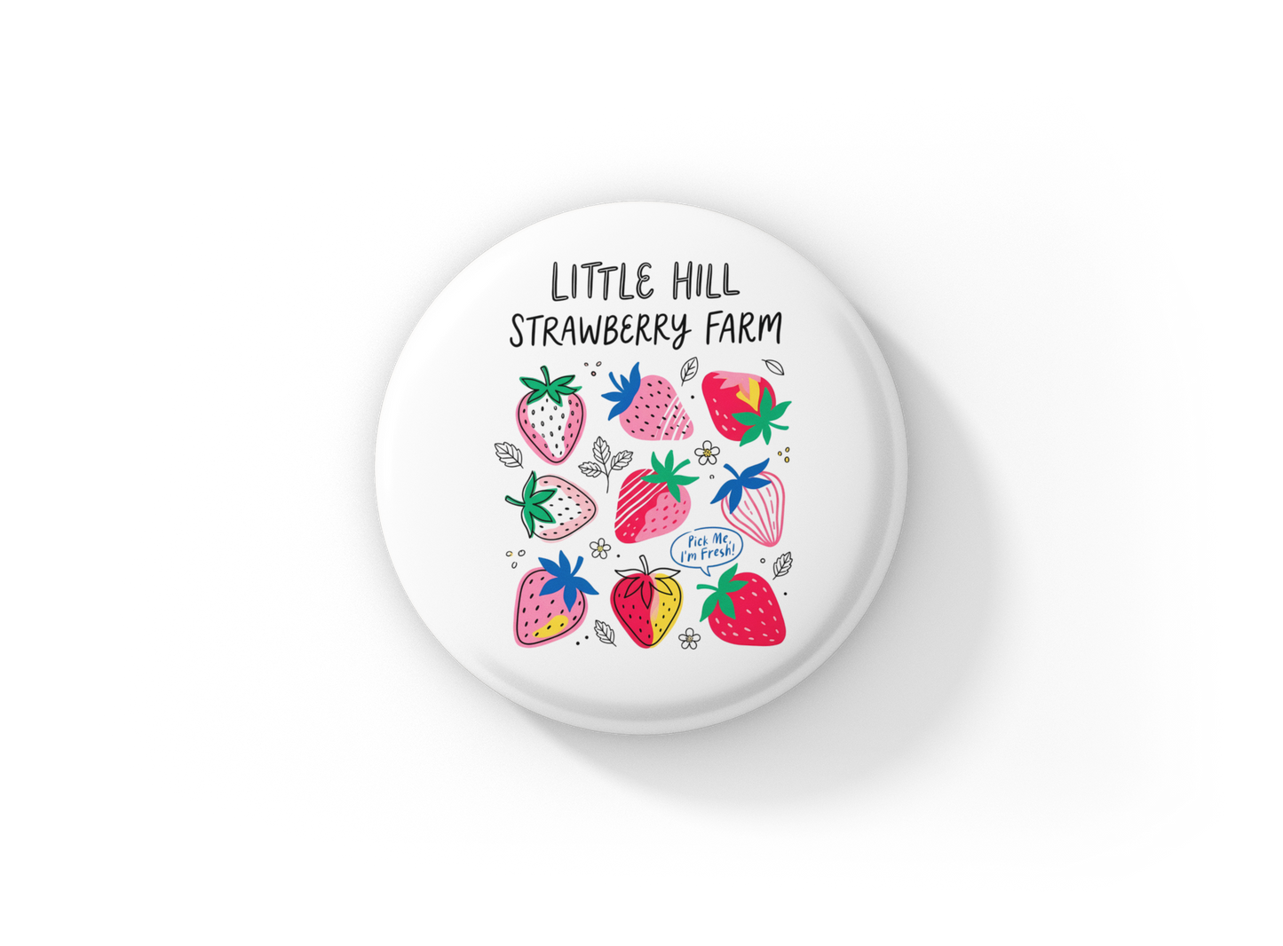 Little Hill Strawberry Farm Pin Back Button, Magnet