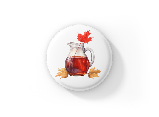 Maple Syrup Pin Back Button, Magnet