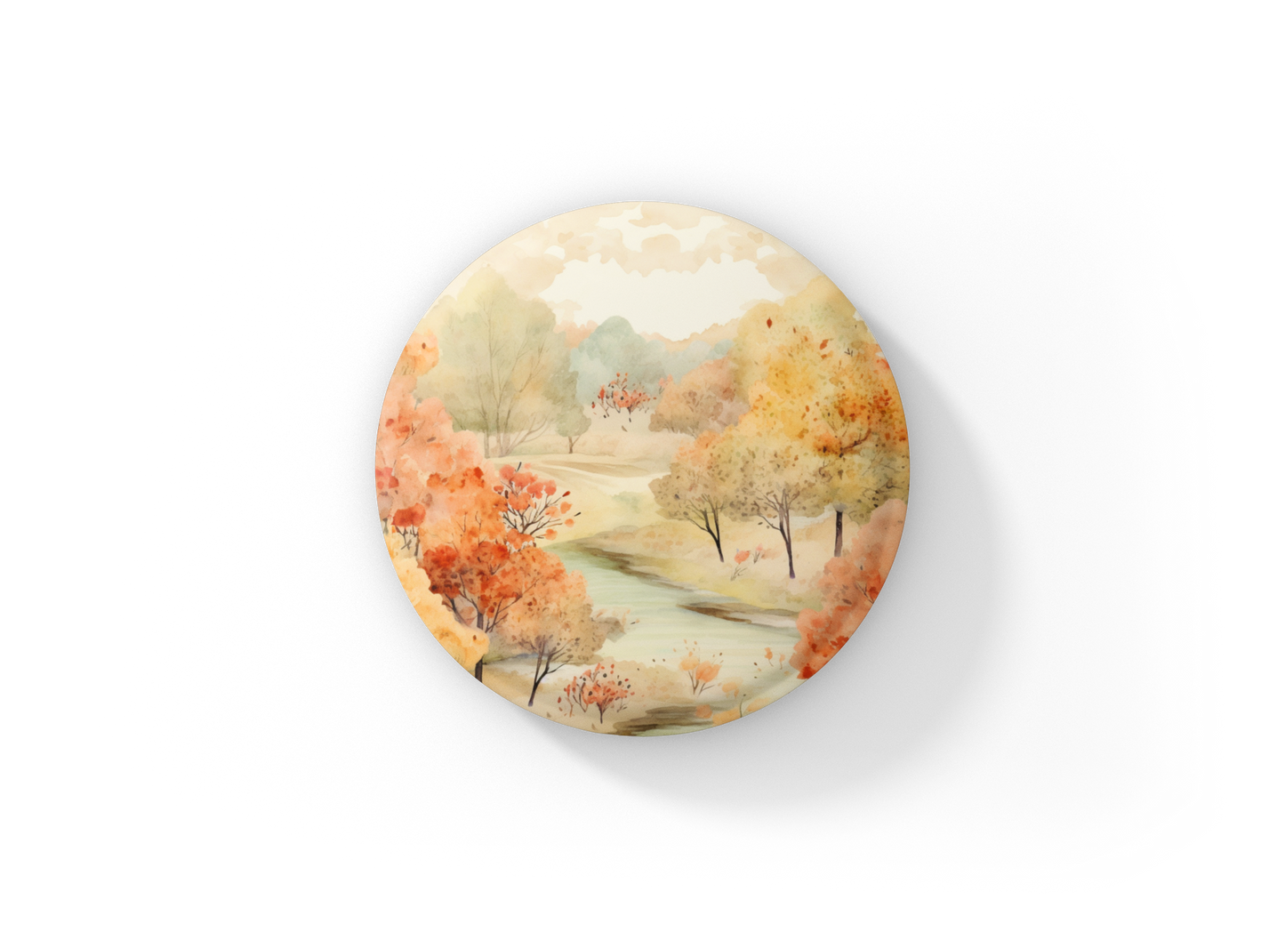 Country Fall Landscape 15 Pin Back Button, Magnet