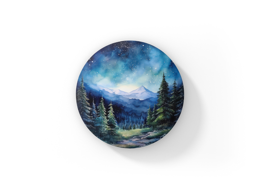 Night Forest 2 Pin Back Button, Magnet