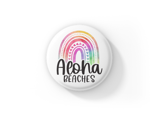 Aloha Beaches Pin Back Button, Magnet, Keychain