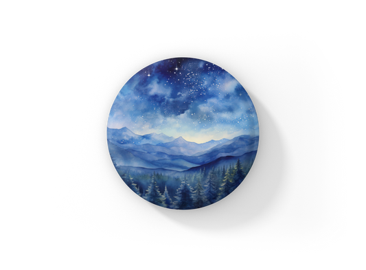 Night Forest 9 Pin Back Button, Magnet