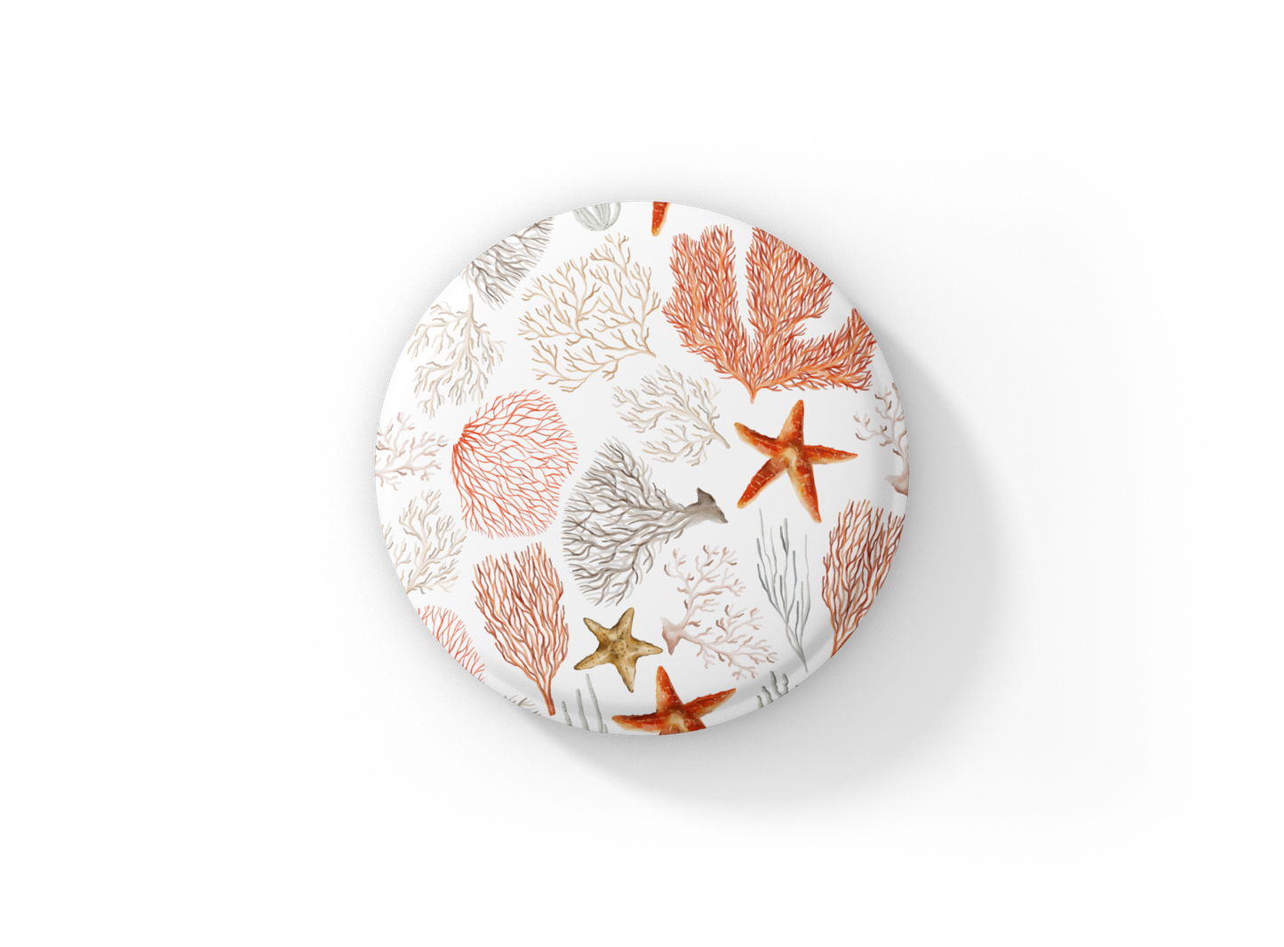 Coral Pin Back Button, Magnet, Keychain