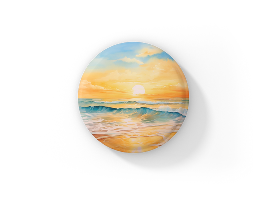 Beach Landscape 4 Pin Back Button, Magnet, Keychain