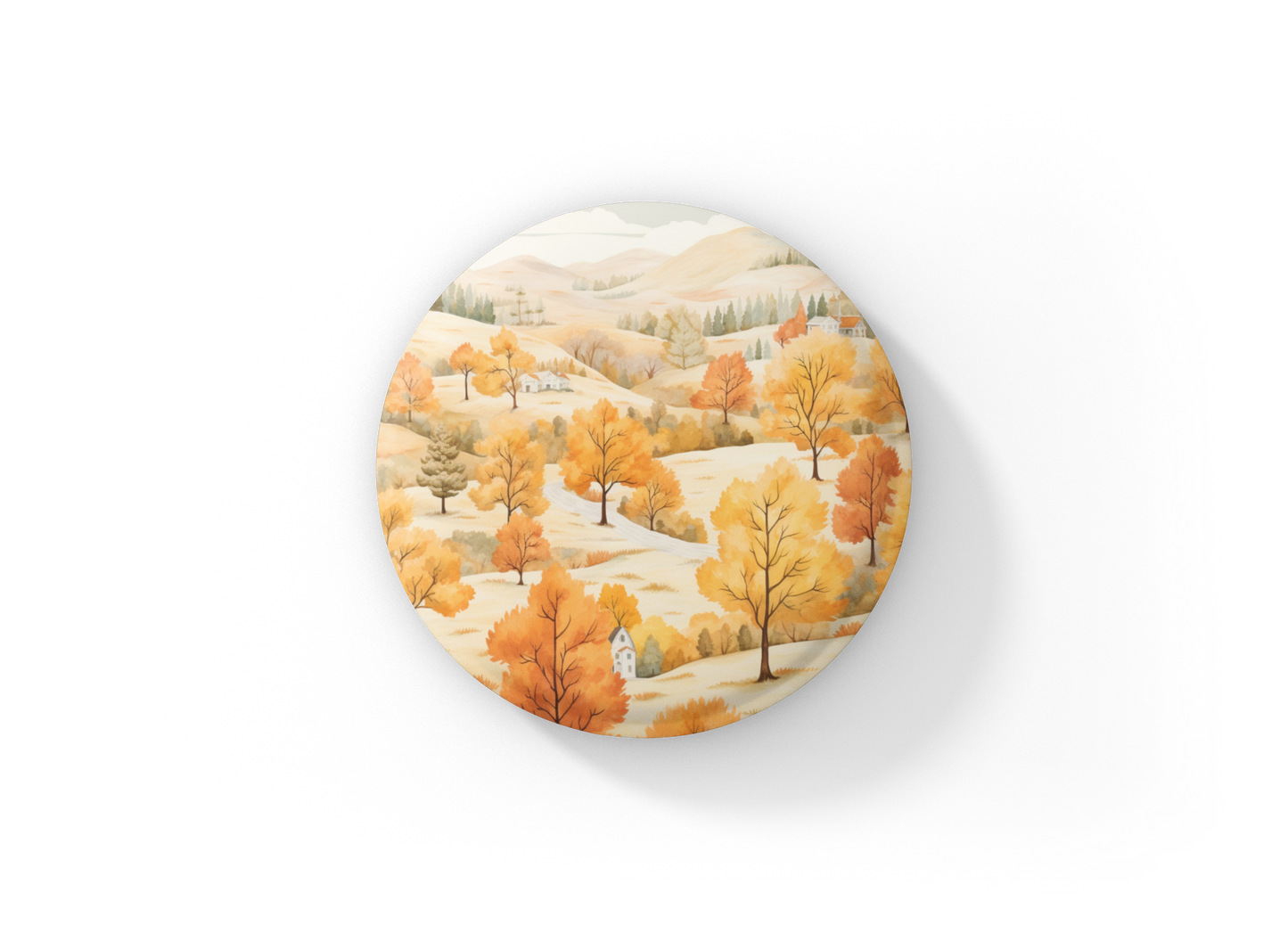 Country Fall Landscape 8 Pin Back Button, Magnet