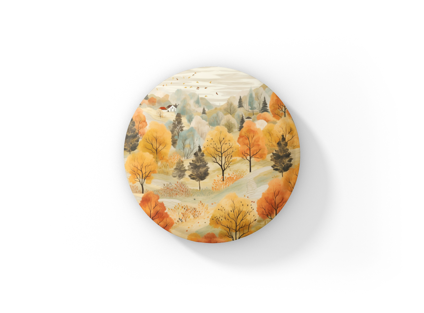 Country Fall Landscape 2 Pin Back Button, Magnet