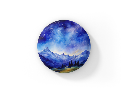 Night Mountains 7 Pin Back Button, Magnet