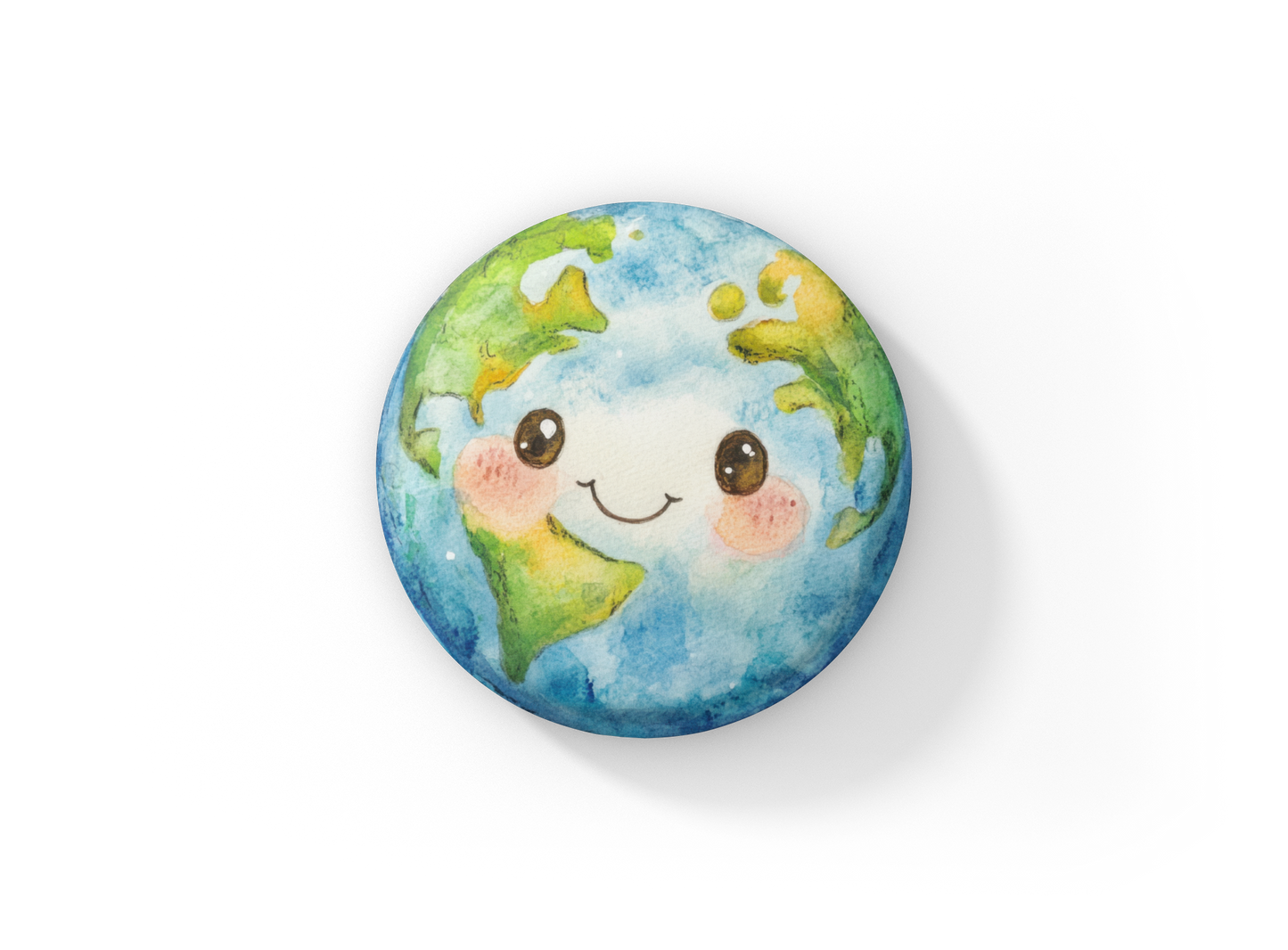 Happy Earth Pin Back Button, Magnet