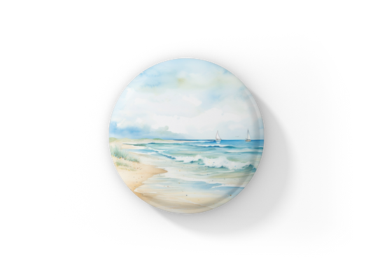 Costal Beach Pin Back Button, Magnet, Keychain