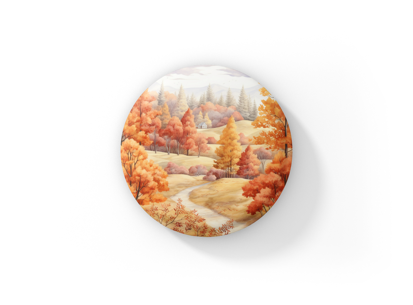 Country Fall Landscape 14 Pin Back Button, Magnet