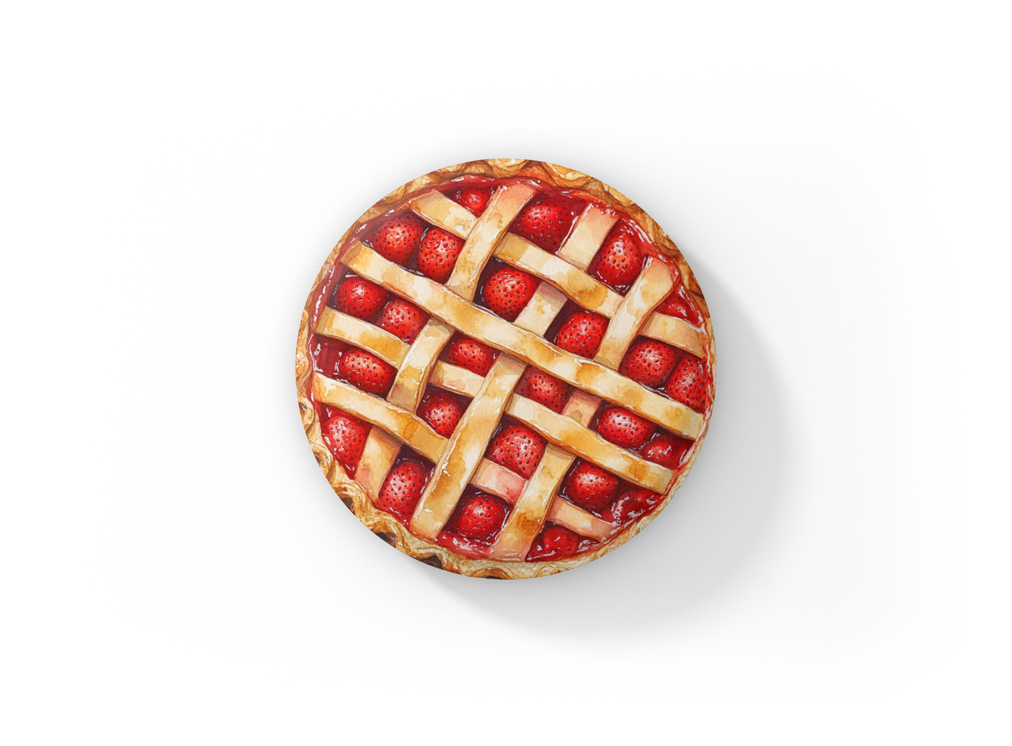 Strawberry Pie Pin Back Button, Magnet