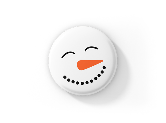 Snowman Face 6 Pin Back Button, Magnet