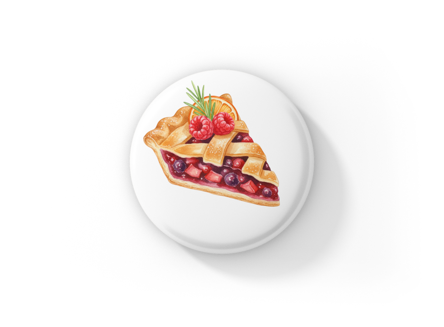 Raspberry Pie Slice Pin Back Button, Magnet