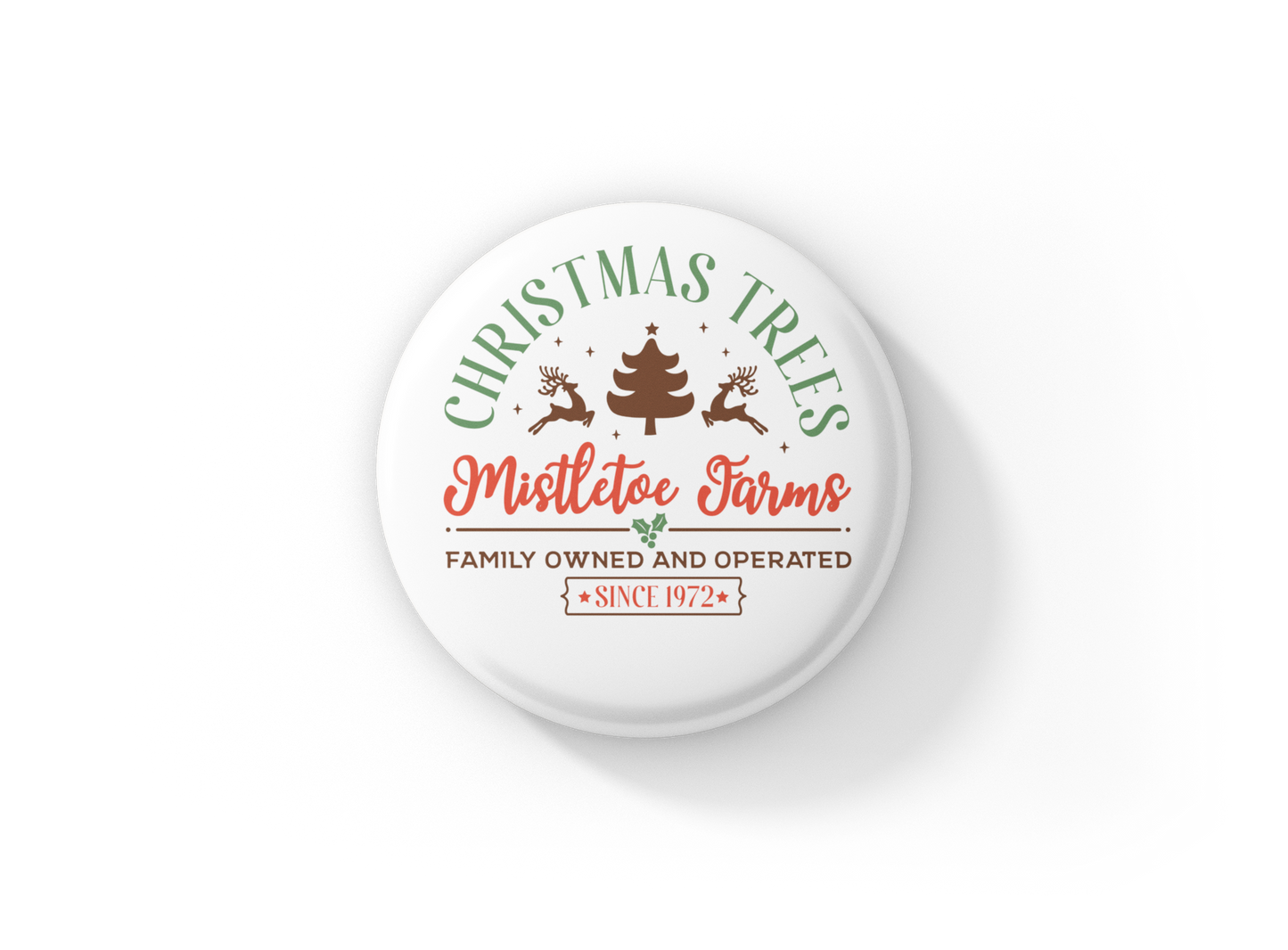 Christmas Trees Mistletoe Farms Pin Pin Back Button, Magnet