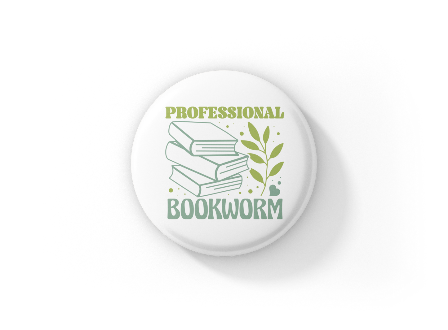 Professional Bookworm Pin Back Button, Magnet