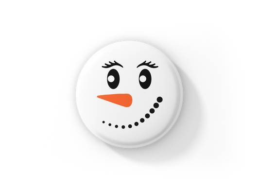 Snowman Face 8 Pin Back Button, Magnet