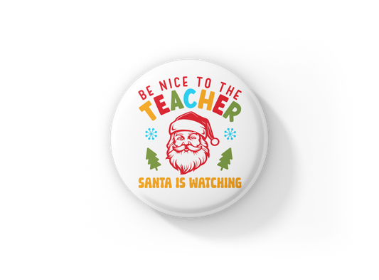 Be Nice To The Teacher Pin Back Button, Magnet