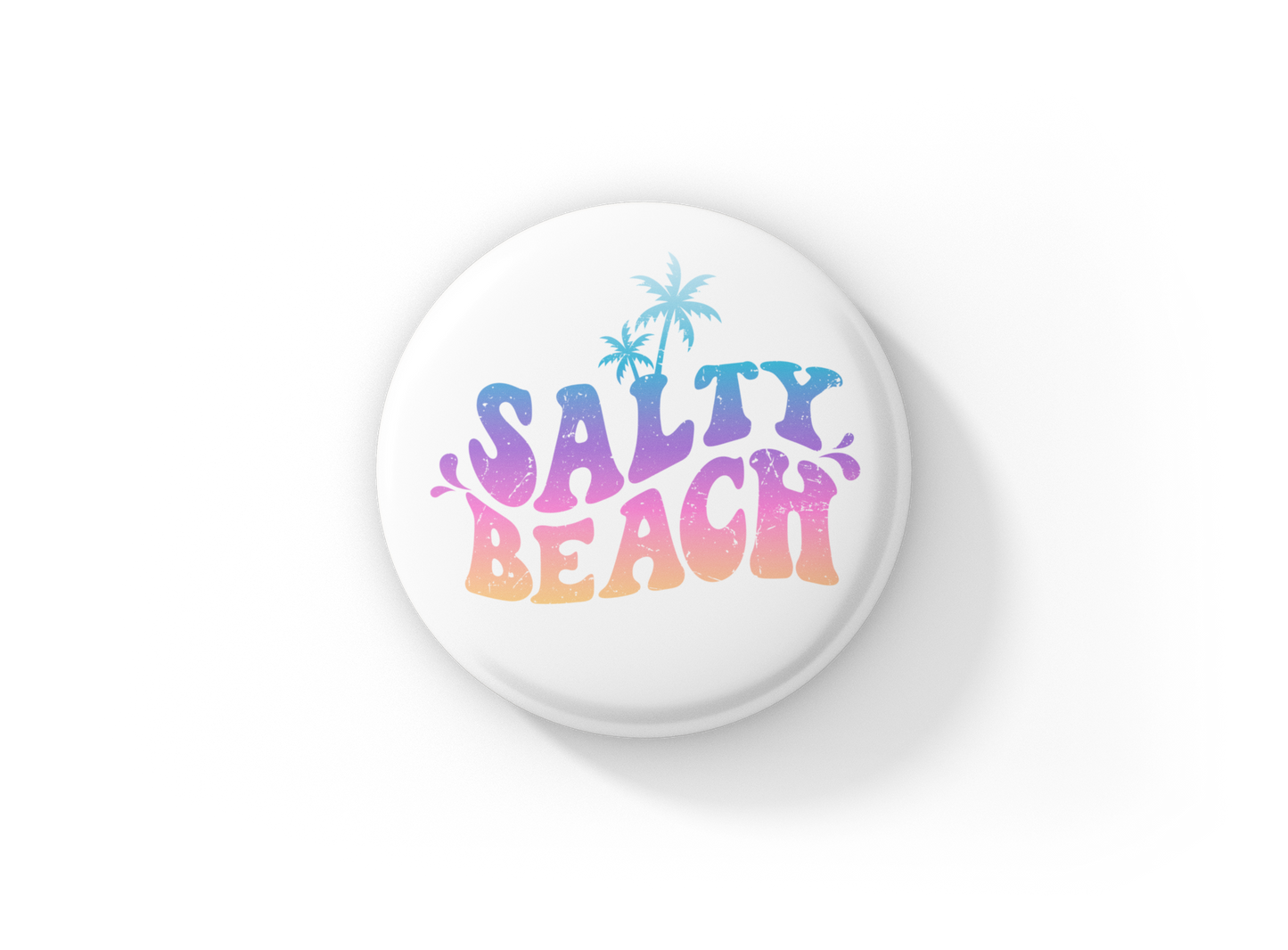 Salty Beach Pin Back Button, Magnet