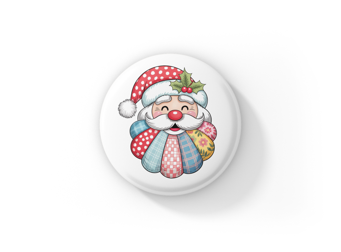 Quilted Snowman 1 Pin Back Button, Magnet