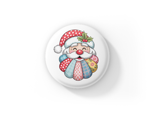 Quilted Snowman 1 Pin Back Button, Magnet
