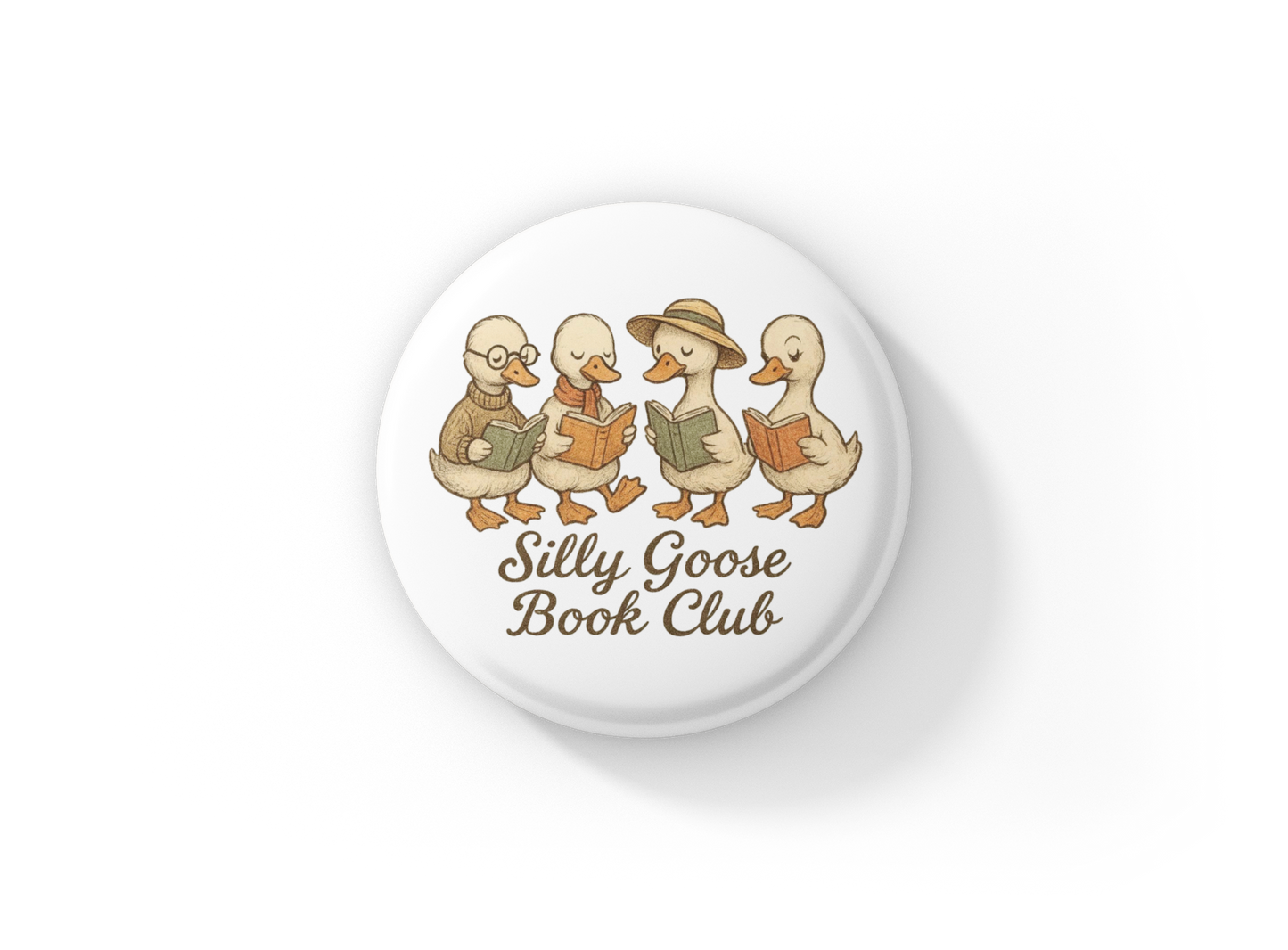 Silly Goose Book Club Pin Back Button, Magnet