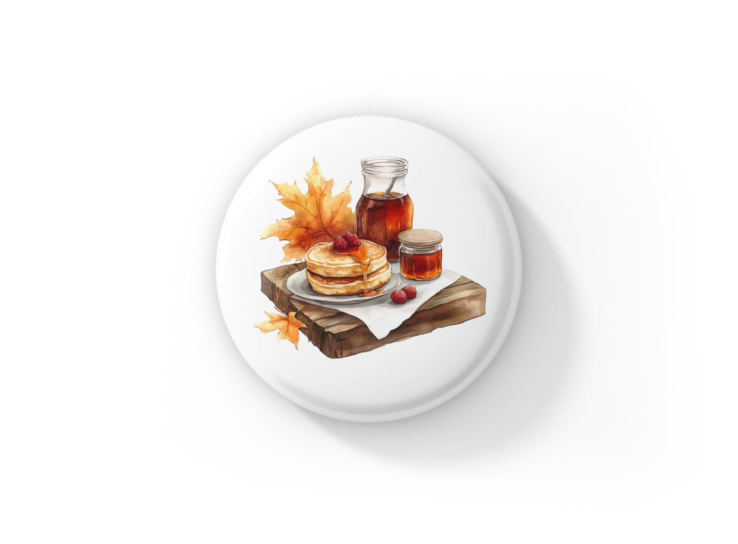 Maple Syrup Breakfast Pin Back Button, Magnet
