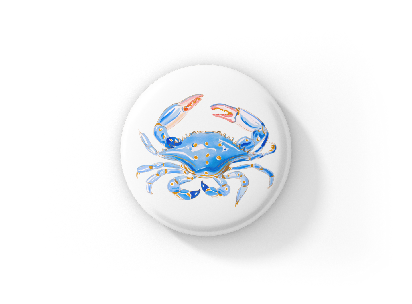 Blue Crab Pin Back Button, Magnet