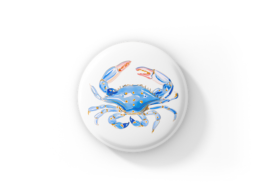Blue Crab Pin Back Button, Magnet