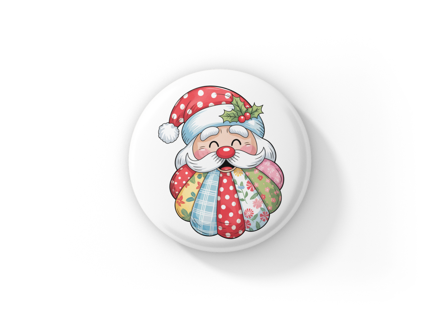 Quilted Snowman 2 Pin Back Button, Magnet