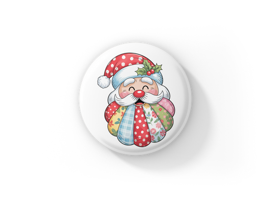 Quilted Snowman 2 Pin Back Button, Magnet