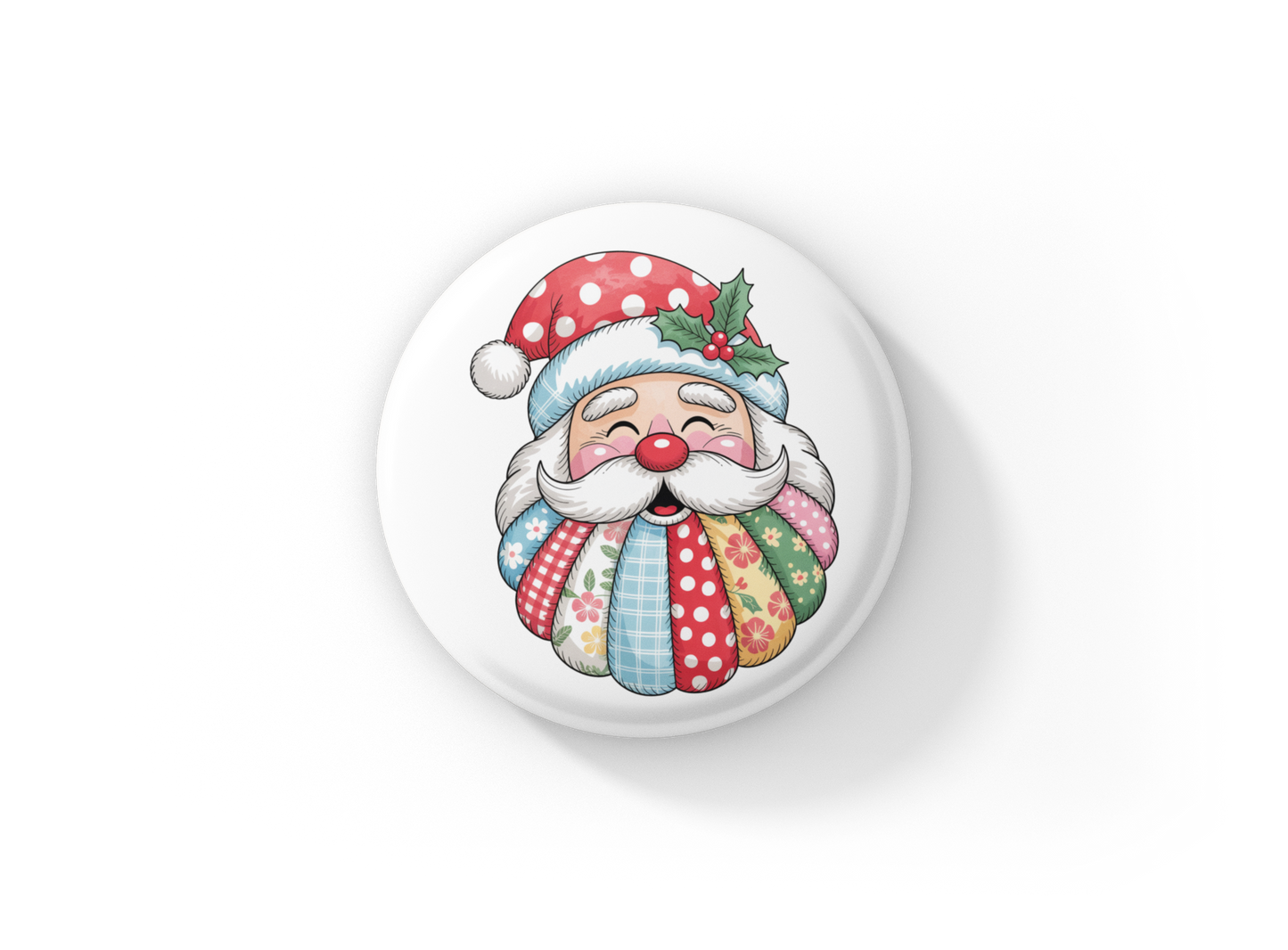 Quilted Snowman 3 Pin Back Button, Magnet