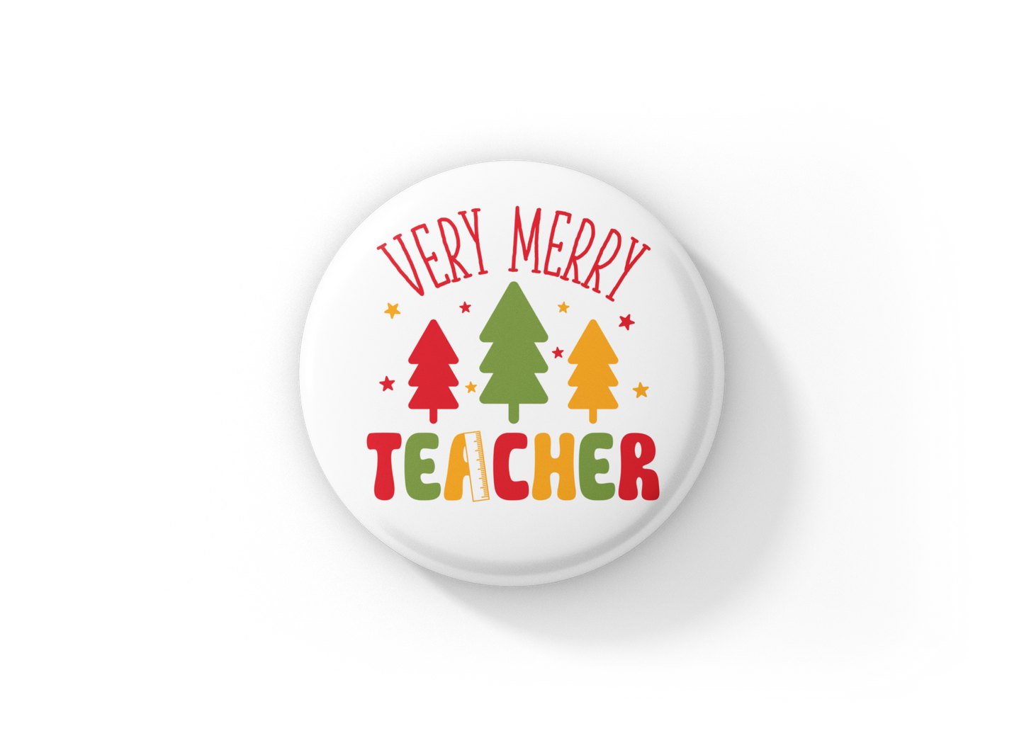 Very Merry Teacher Pin Back Button, Magnet